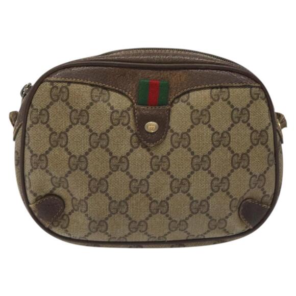 GUCCI GG Supreme Web Sherry Line Shoulder Bag Pvc Beige 156 02 066 - Picture 2 of 13